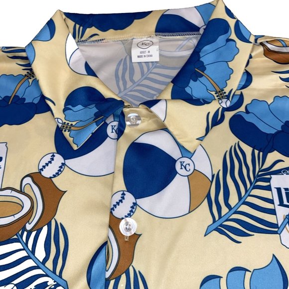 KC Brand Hawaiian Shirt Medium Lite Beer Button Up Polyester Coconuts B-Ball - Picture 4 of 10